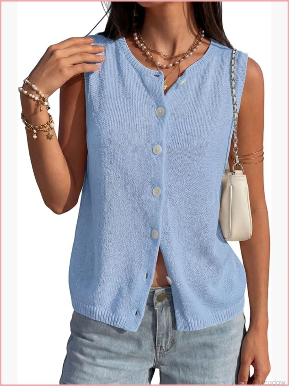 Sleeveless Knit Vest Top Button Down Sweater Cardigan Women